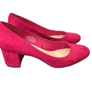 Nine West Francis Raspberry Suede Block Heel Pumps